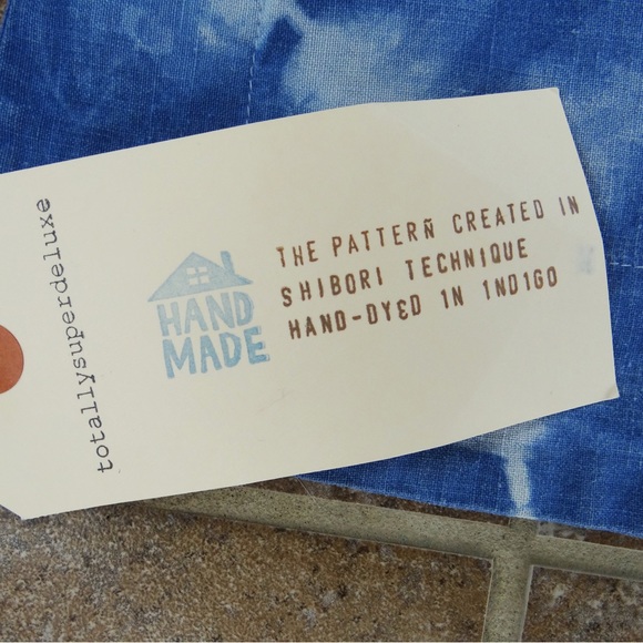 NWT Totally Super Deluxe Cobalt Blue Lines Shibori Pillowcase 23" x 23" - Picture 5 of 5